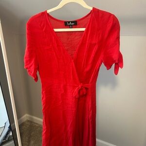 Lulu's Vibrant Red Midi Dress